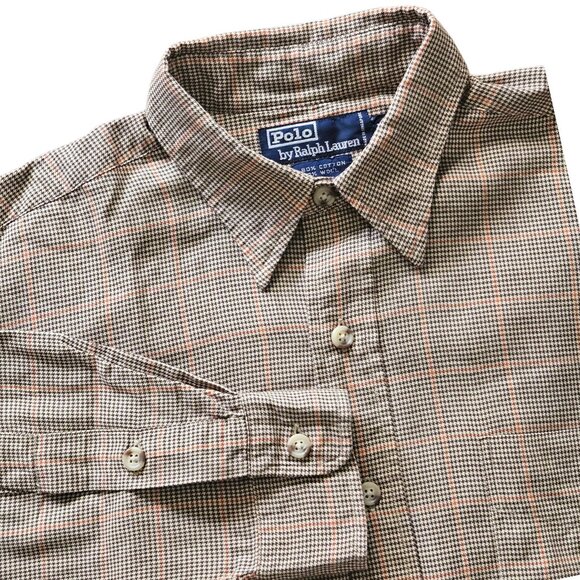 Polo Ralph Lauren Men's Button Down Shirt SZ Medium Plaid Wool Blend Pocket - Picture 1 of 11